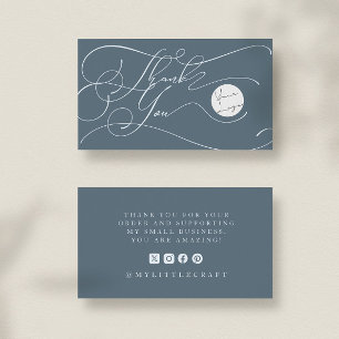 Cartão De Visita Logotipo de Roteiro Elegante Obrigado Pequena Marc