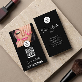 Cartão De Visita Logotipo de Roteiro Preto Branco Código QR Foto Ma