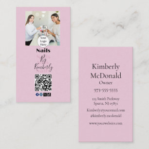 Cartão De Visita Logotipo de Rótulo de Código QR Rosa Corado Foto S