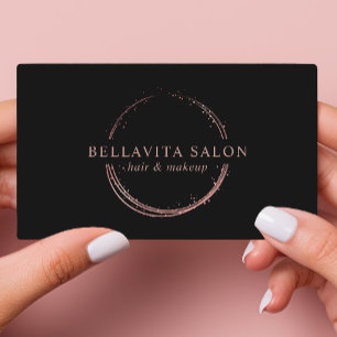 Cartão De Visita Logotipo de Salão de Círculo Abstrato em Rose Gold