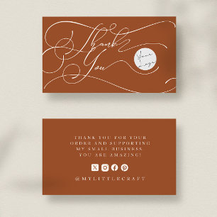 Cartão De Visita Logotipo de Script Elegante Agradecimento Marca Te