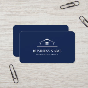 Cartão De Visita Logotipo de Serviço de Limpeza de Casa Preto Moder