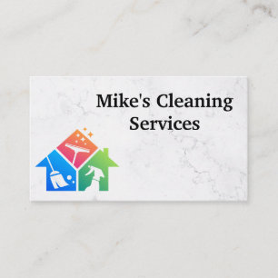 Cartão De Visita Logotipo de serviços da casa de limpeza   Fundo M