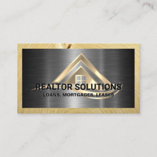 Cartão De Visita Logotipo de Soluções de Imóveis   Metálico e Madei