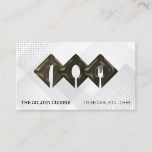 Cartão De Visita Logotipo de Talheres de Prata Restaurante Cateri