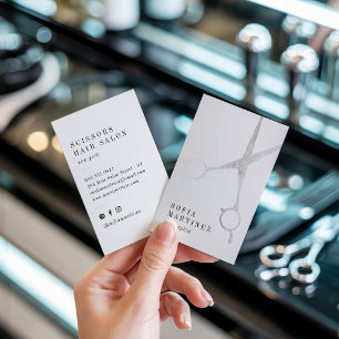 Cartão De Visita Logotipo de tesoura de folha de prata-chic moderna