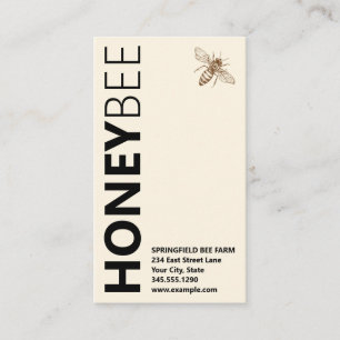Cartão De Visita Logotipo de Tipografia Vertical de HONEY Bee