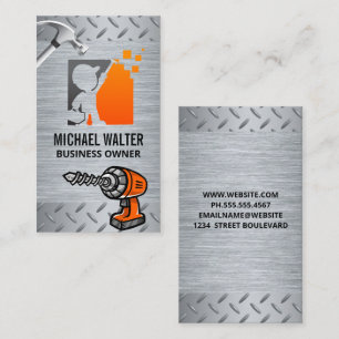 Cartão De Visita Logotipo de Trabalhador   Martelo de Perfuração de