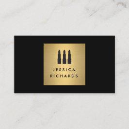 Cartão De Visita Logotipo de trio de Lipstick preto/Dourado para ar