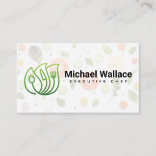 Cartão De Visita Logotipo de Utensílios Orgânicos   Fundo de Legume