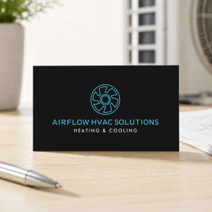 Cartão De Visita Logotipo de Ventoinha de Contratante de HVAC Moder