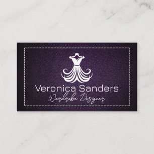 Cartão De Visita Logotipo de vestimenta branco   Tecido roxo