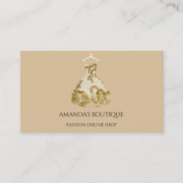 Cartão De Visita Logotipo de vestimenta floral Dourada Moda do Even