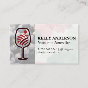 Cartão De Visita Logotipo de Vinha de Vinho Aquarela Uvas de Vi