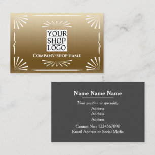 Cartão De Visita Logotipo Deco da Arte Dourado