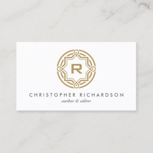 Cartão De Visita LOGOTIPO DECORATIVO do CÍRCULO com SEU ouro