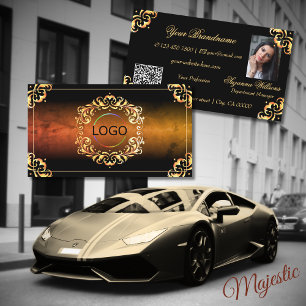 Cartão De Visita Logotipo decorativo preto e dourado em mármore Fot