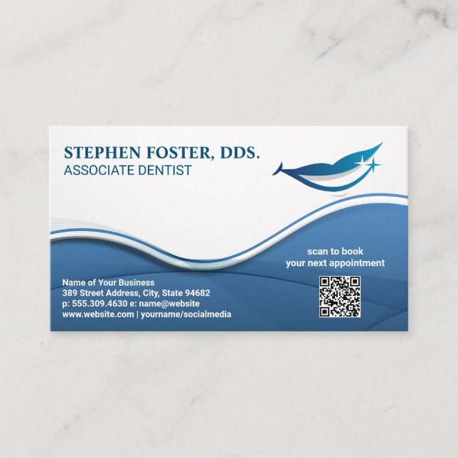 Cartão De Visita Logotipo dentário facial sorridente | Código QR (Frente)