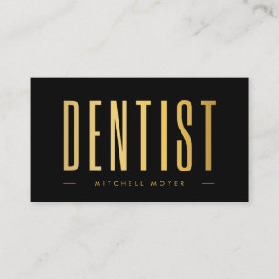 Cartão De Visita Logotipo Dentista Dentista Negro e Dourado