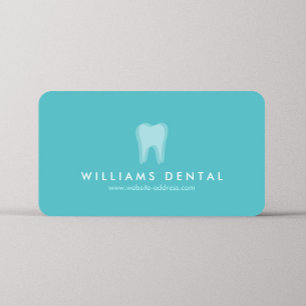 Cartão De Visita Logotipo Dentista Moderno do Dente em Aqua Blue Bu