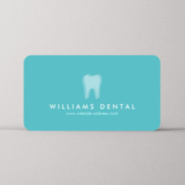 Cartão De Visita Logotipo Dentista Moderno do Dente em Aqua Blue Bu