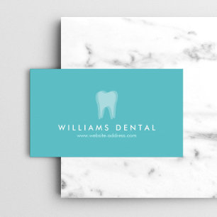 Cartão De Visita Logotipo Dentista Moderno do Dente em Azul Aqua