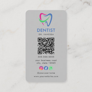 Cartão De Visita Logotipo Dentista Profissional Dentista Código Qr