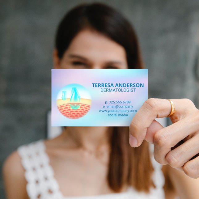 Cartão De Visita Logotipo Dermatologista Humidade da Pele (Criador carregado)