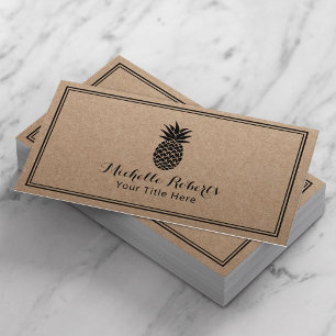 Cartão De Visita Logotipo do abacaxi Kraft Russo Minimalista