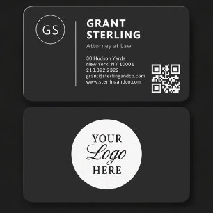 Cartão De Visita Logotipo do Advogado Preto Código QR Profissional