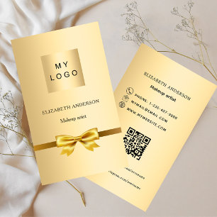 Cartão De Visita Logotipo do arco Dourado Qr code social media prem