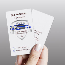 Cartão De Visita Logotipo do Automated Service Blue e Silver Car