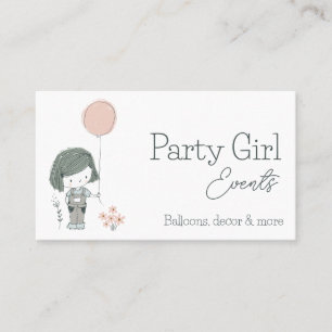 Cartão De Visita Logotipo do Balão de Menina Cuja Festa Planner
