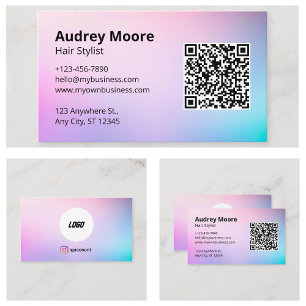 Cartão De Visita Logotipo do Cabeleireiro QR Salão de Cabelo