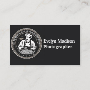 Cartão De Visita Logotipo do Chef Chinês Elegante com Tradicional