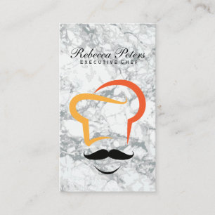 Cartão De Visita Logotipo do Chef  Marble  Culinário