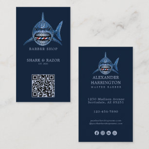 Cartão De Visita Logotipo do Código Qr da Loja de Cabeleireiro Mode