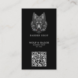 Cartão De Visita Logotipo do Código Qr da Moderna Barbearia Silver 