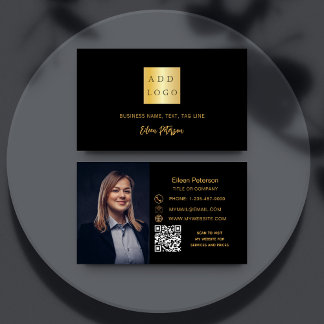 Cartão De Visita Logotipo do código QR do script de fotografia em o