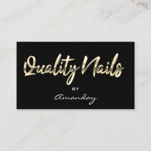 Cartão De Visita Logotipo do Código QR do Script Unhas Dourado de Q