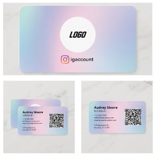 Cartão De Visita Logotipo do Código QR dos Serviços de Beleza do Es