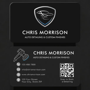 Cartão De Visita Logotipo do Código QR dos Serviços de Detalhamento