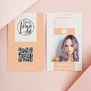 Cartão De Visita Logotipo do código Qr para foto do cabelo de maqui