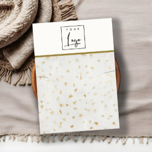 Cartão De Visita Logotipo do colar de textura do mármore Dourado do