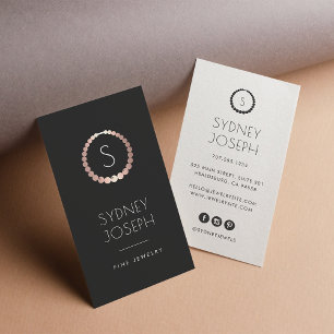 Cartão De Visita Logotipo do Colar do Monograma Dourado Faux   Joia