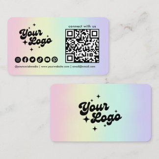 Cartão De Visita Logotipo do Conecte-se Conosco Código Qr Holográfi