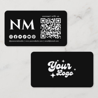 Cartão De Visita Logotipo do Conecte-se Conosco Monograma Código Qr