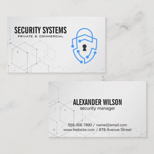 Cartão De Visita Logotipo do Cyber Security Shield (Frente/Verso)