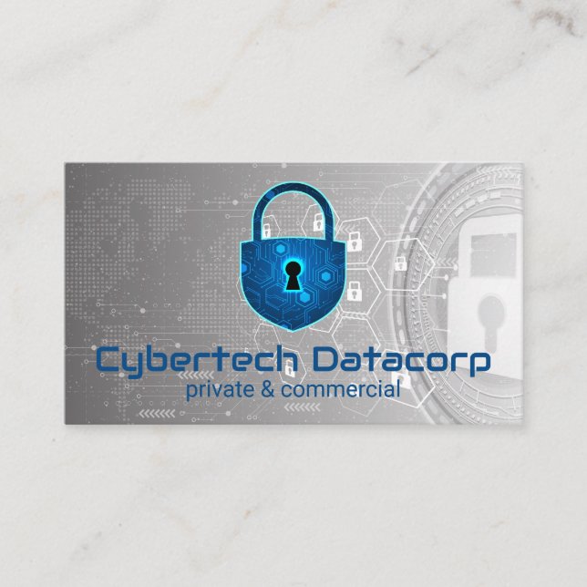 Cartão De Visita Logotipo do Cyber Tech Padlock | Segurança (Frente)