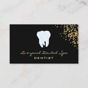 Cartão De Visita Logotipo do Dental Studio ​ Dentist Black Glitter 